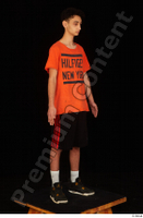  Danior black shorts black sneakers dressed orange t shirt shoes sports standing whole body 0008.jpg